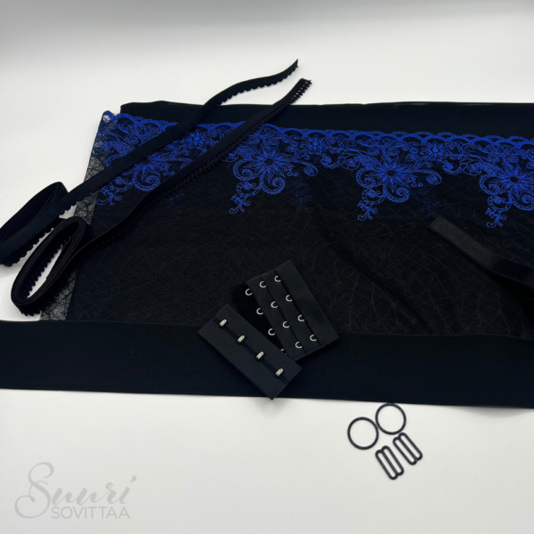 Cashmerette Loftus Bralette Kit - Blue Black Lace